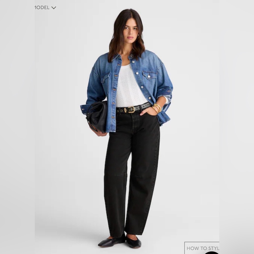 Madewell, The Darted Barrel Leg Jean. Black - size 28